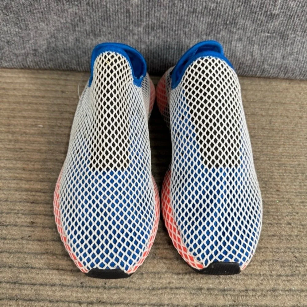 Adidas Deerupt Runner Blue White Solar Red Mesh Slip On Sneakers B41767 Size 11
